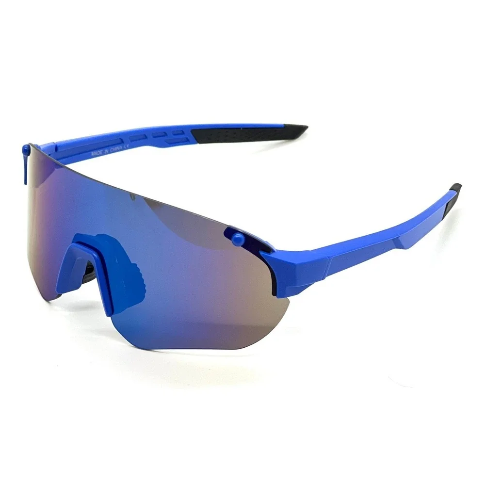 Sport Men Sunglasses Fashion Blue Mirrored Lens‎ Shield Visor Cycling Running